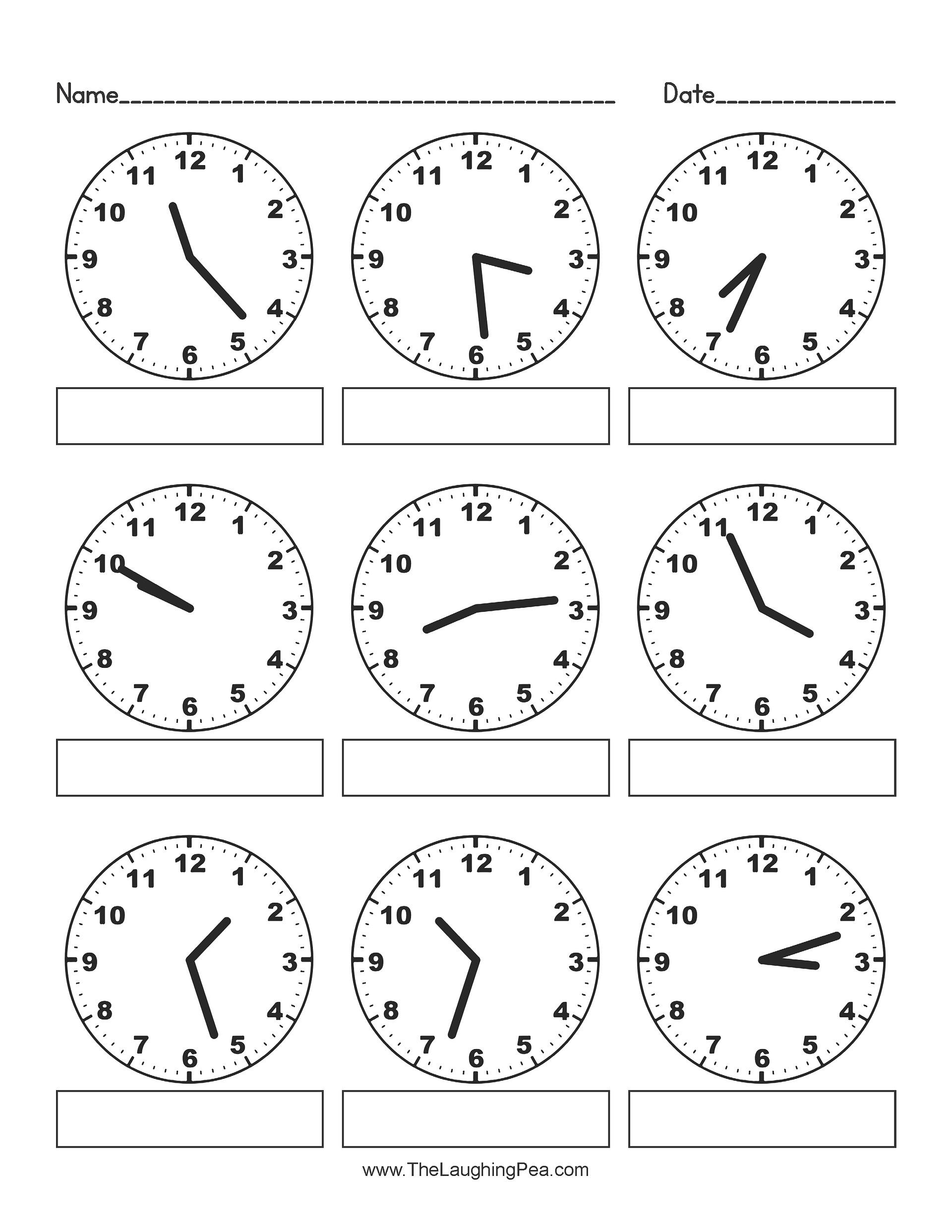 Analog Clock Worksheets - Minute Increments product image (2)