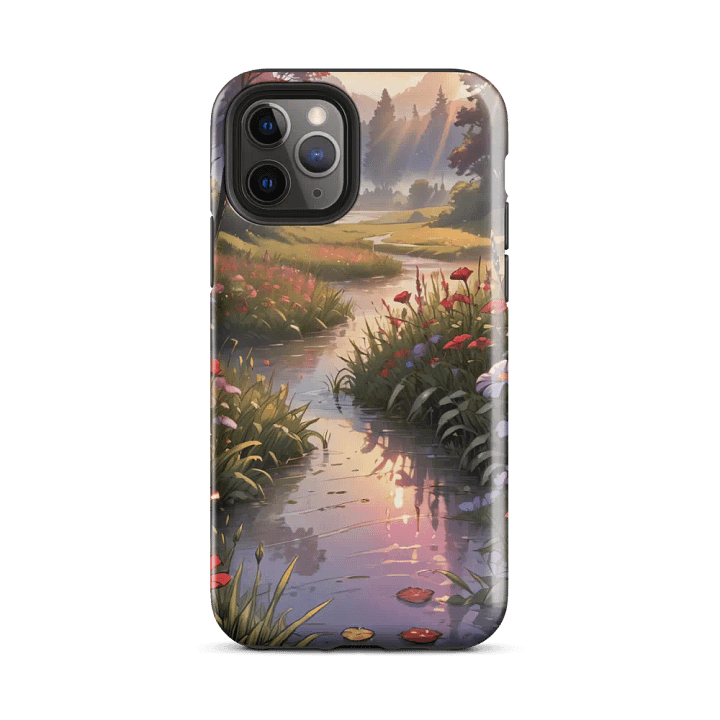 Tranquil Meadow iPhone Tough Case – Peaceful Stream at Sunset product image (25)
