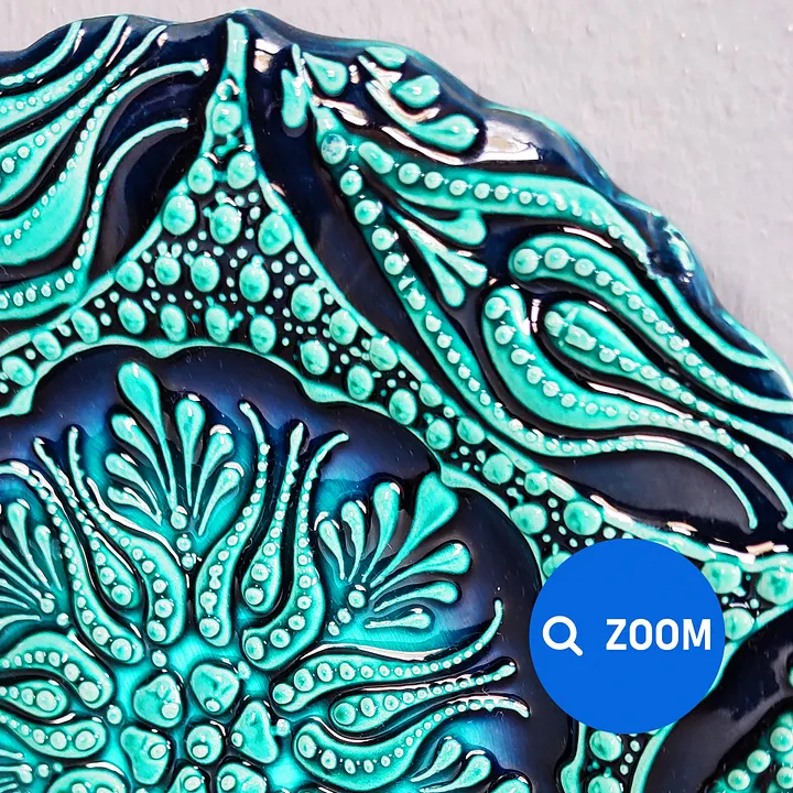 Ceramic turquoise plate, turquoise/green/emerald — handmade pottery product image (2)