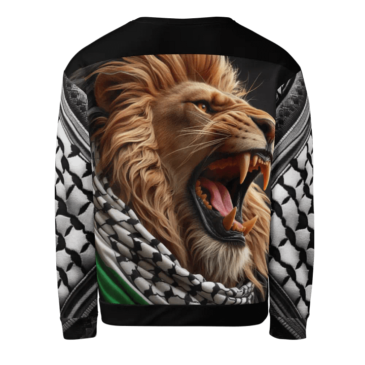 Roaring Lion Keffiyeh Unisex Sweatshirt | AI Design FREE PALESTINA product image (2)