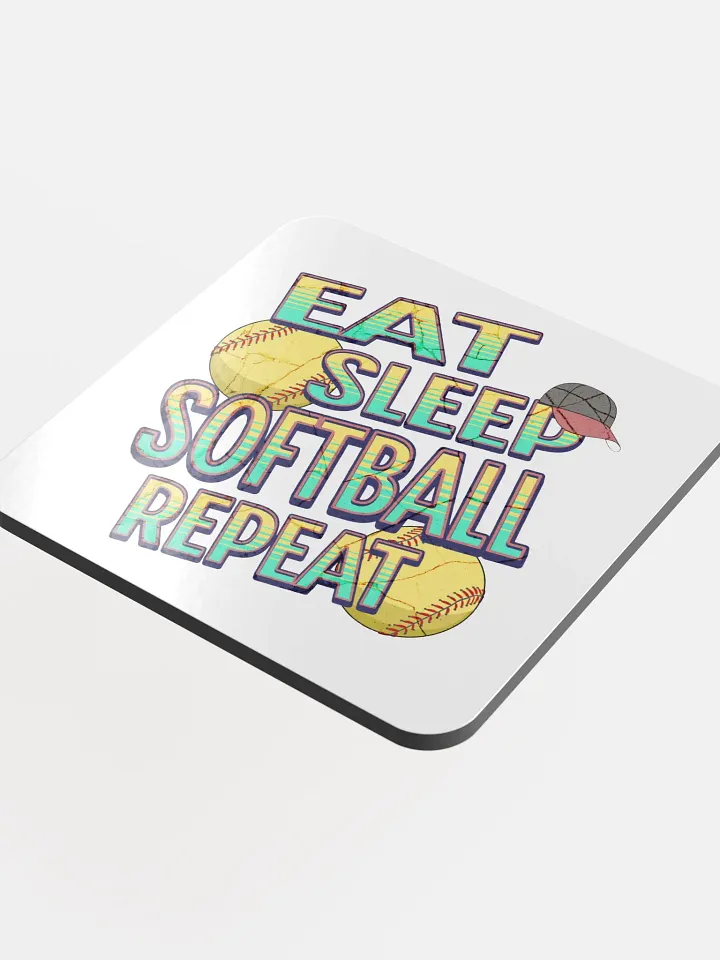 Eat Sleep Softball Repeat Colorful Coaster Set product image (1)