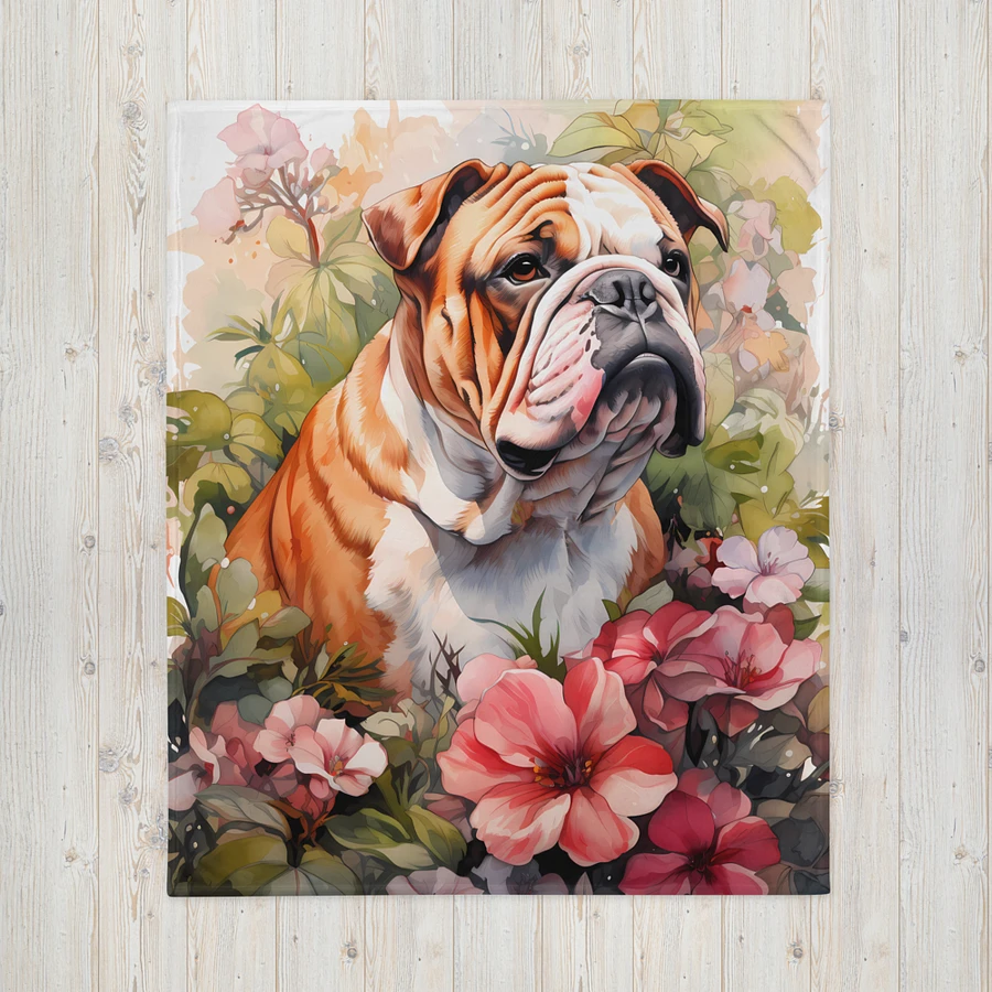 Floral Animal Bulldog with Flowers Hibiscus Dog Lover Throw Blanket product image (4)