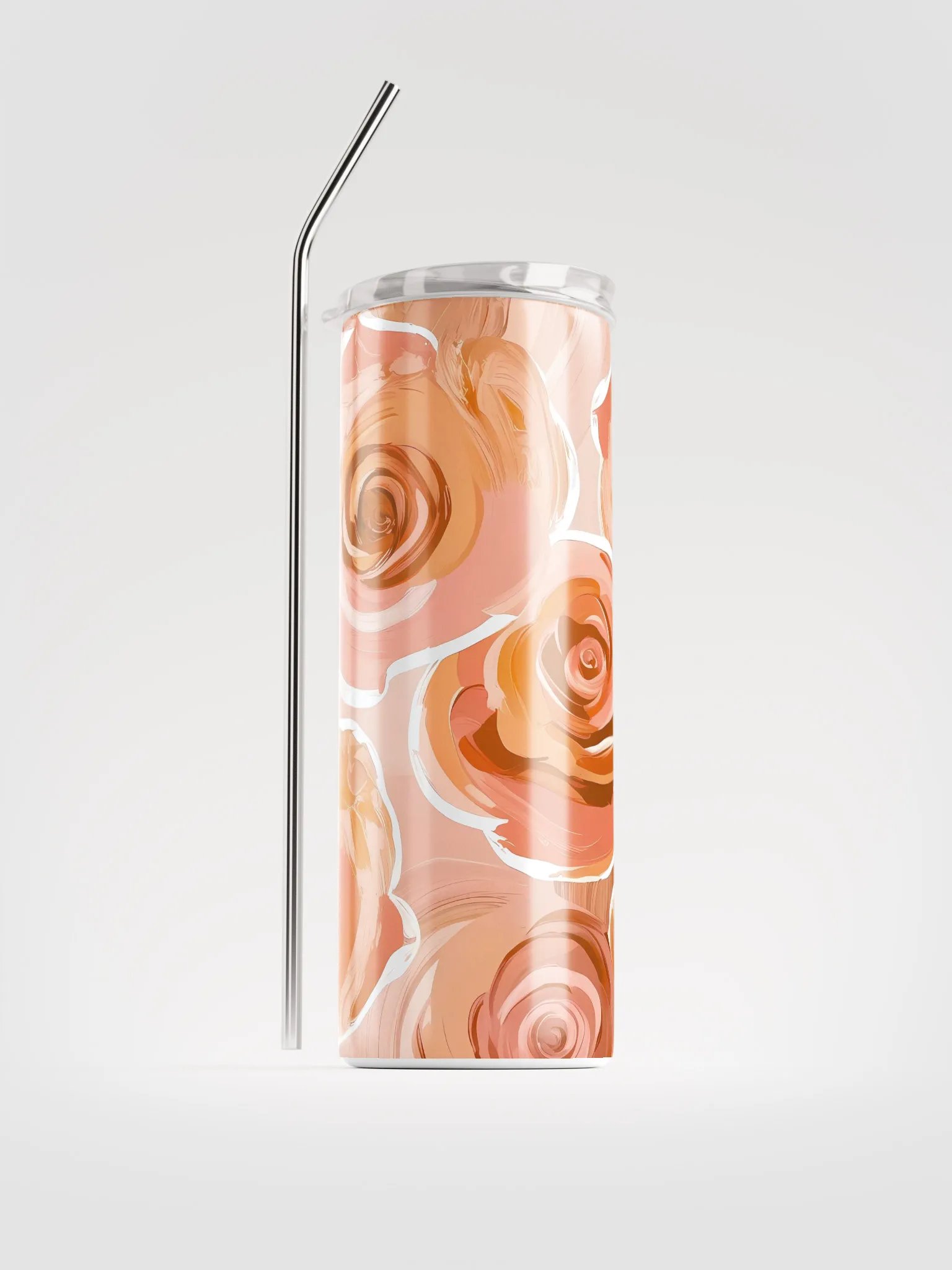 Light Peach Swirling Rose Stainless Steel Tumbler product image (1)