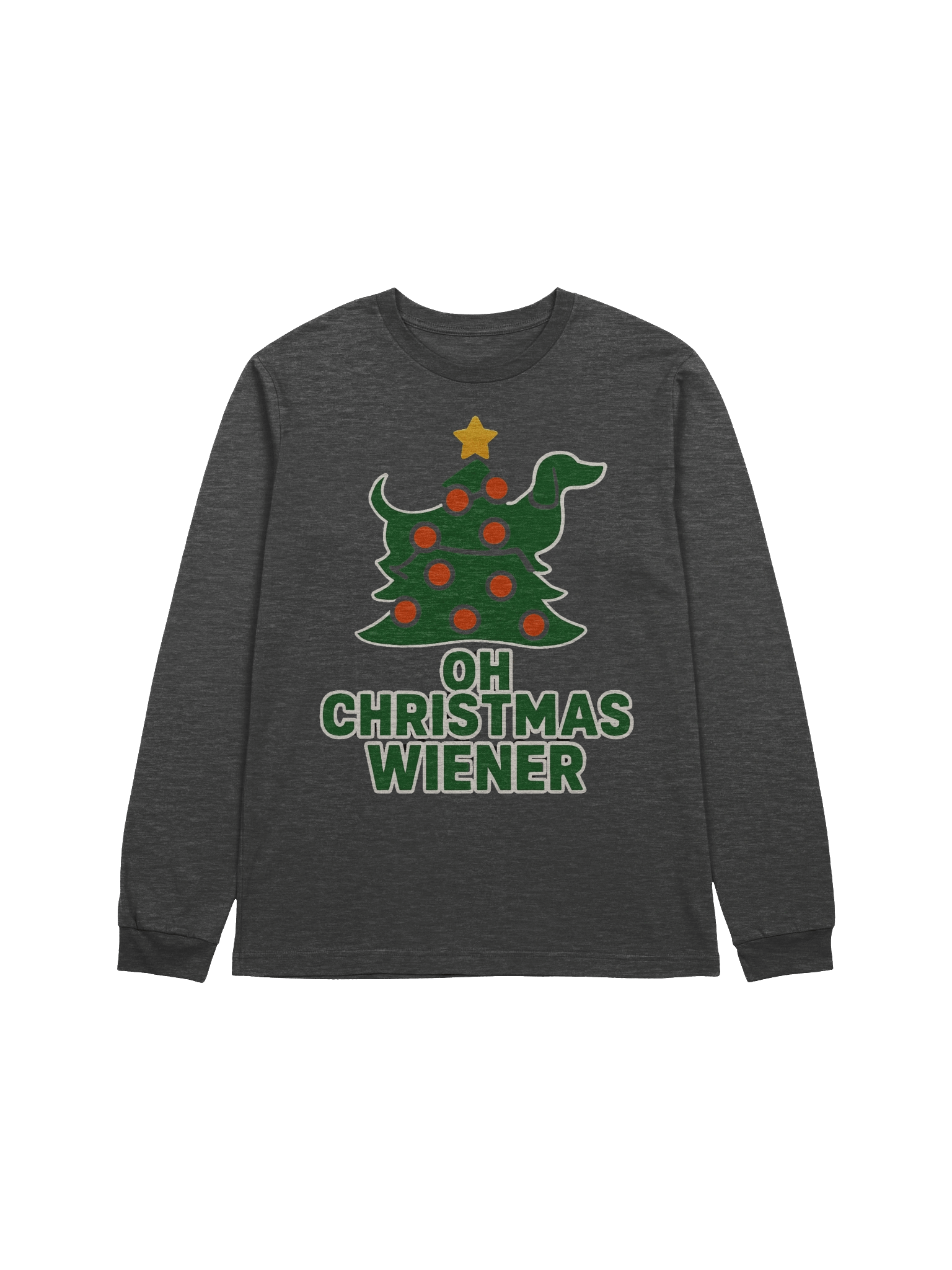 “Oh Christmas Wiener” Dachshund Holiday Long-Sleeve Tee product image (1)