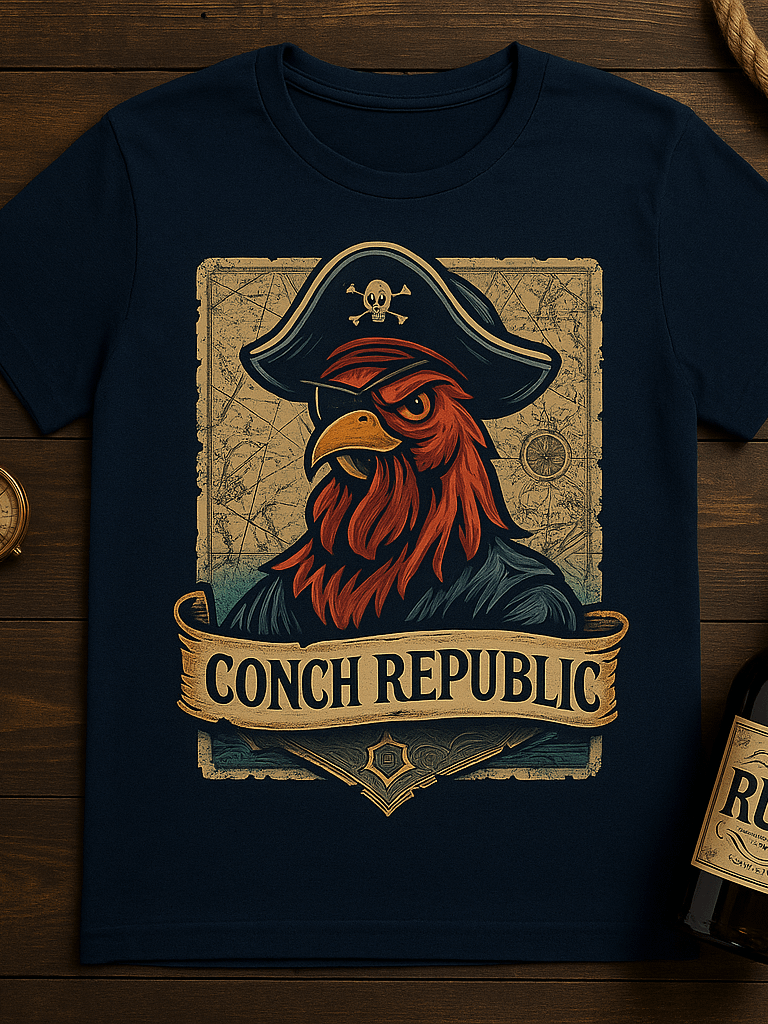 Key West Conch Republic Parrot Pirate Ultra-Soft Black Tee product image (1)