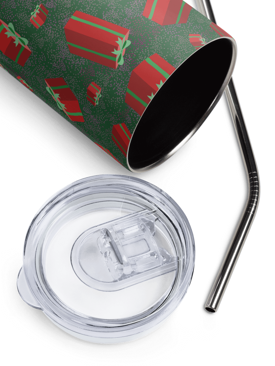 Retro Floating Red Presents Stainless Steel Tumbler with Straw product image (4)