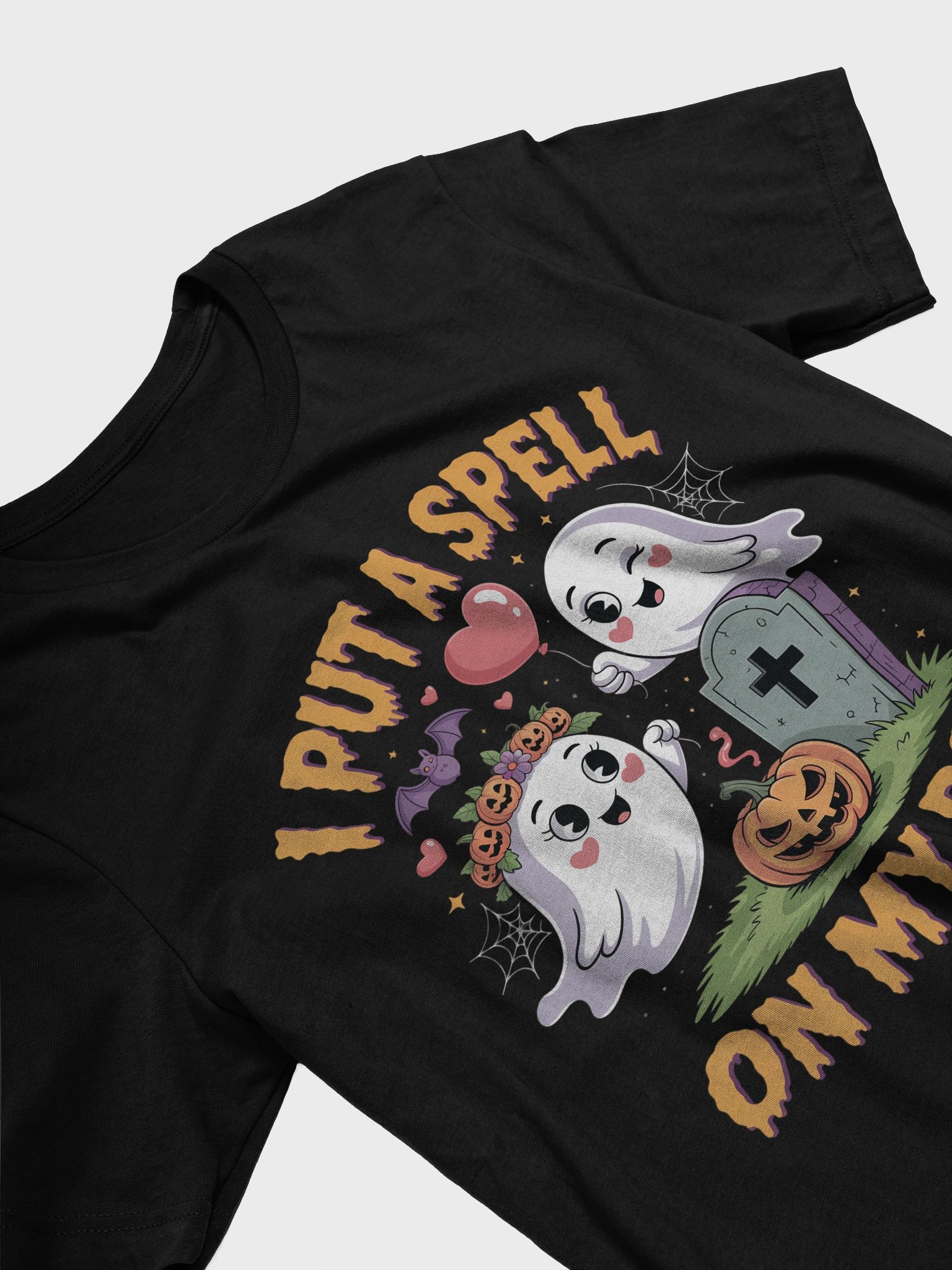 I Put A Spell On My Boo Funny Halloween Couple's T-Shirt | Spooky Cute Ghost & Pumpkin Tee product image (3)
