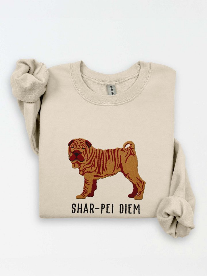 Shar-Pei Diem(2) Sweatshirt (Embroidered) of a Chinese Shar-Pei(Tan) product image (1)