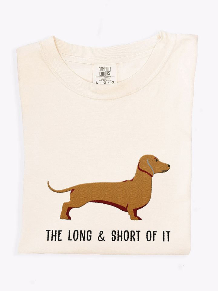 The Long and Short of It T-Shirt(Embroidered) of a Dachshund(Tan) product image (1)
