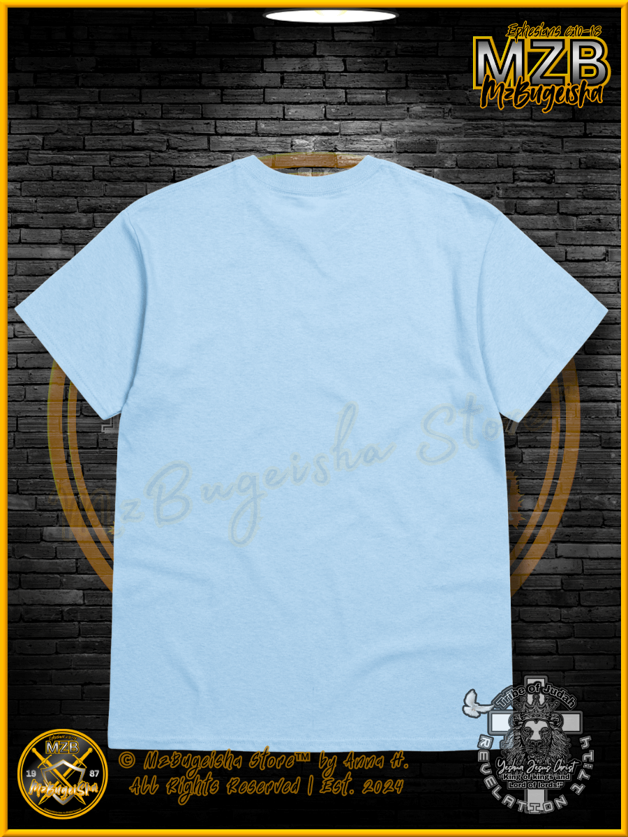 T-Shirt - MzBugeisha™ "Yeshua Jesus Christ King of kings " [V2/light-blue] Faith Based T-Shirt By Anna H. product image (2)