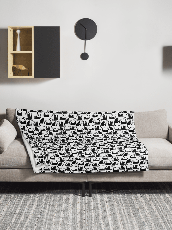 Bad Cats Knocking Stuff Over Throw Blanket – Funny Cat Lover Blanket product image (1)