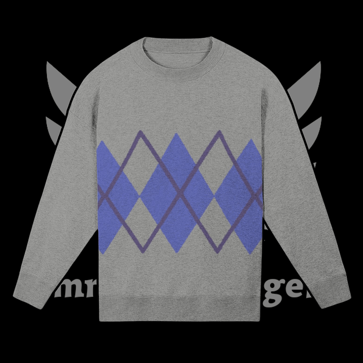Argyle Gray Knitted Relaxed Sweater product image (1)