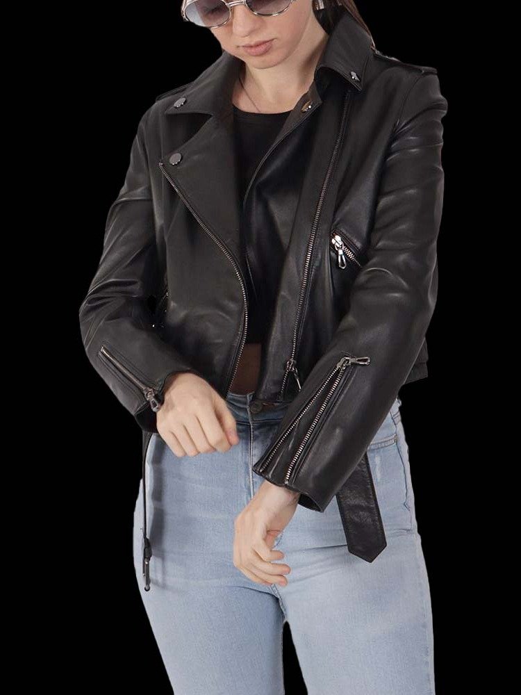 Ladies Twiggy Leather Rocker Jacket product image (1)