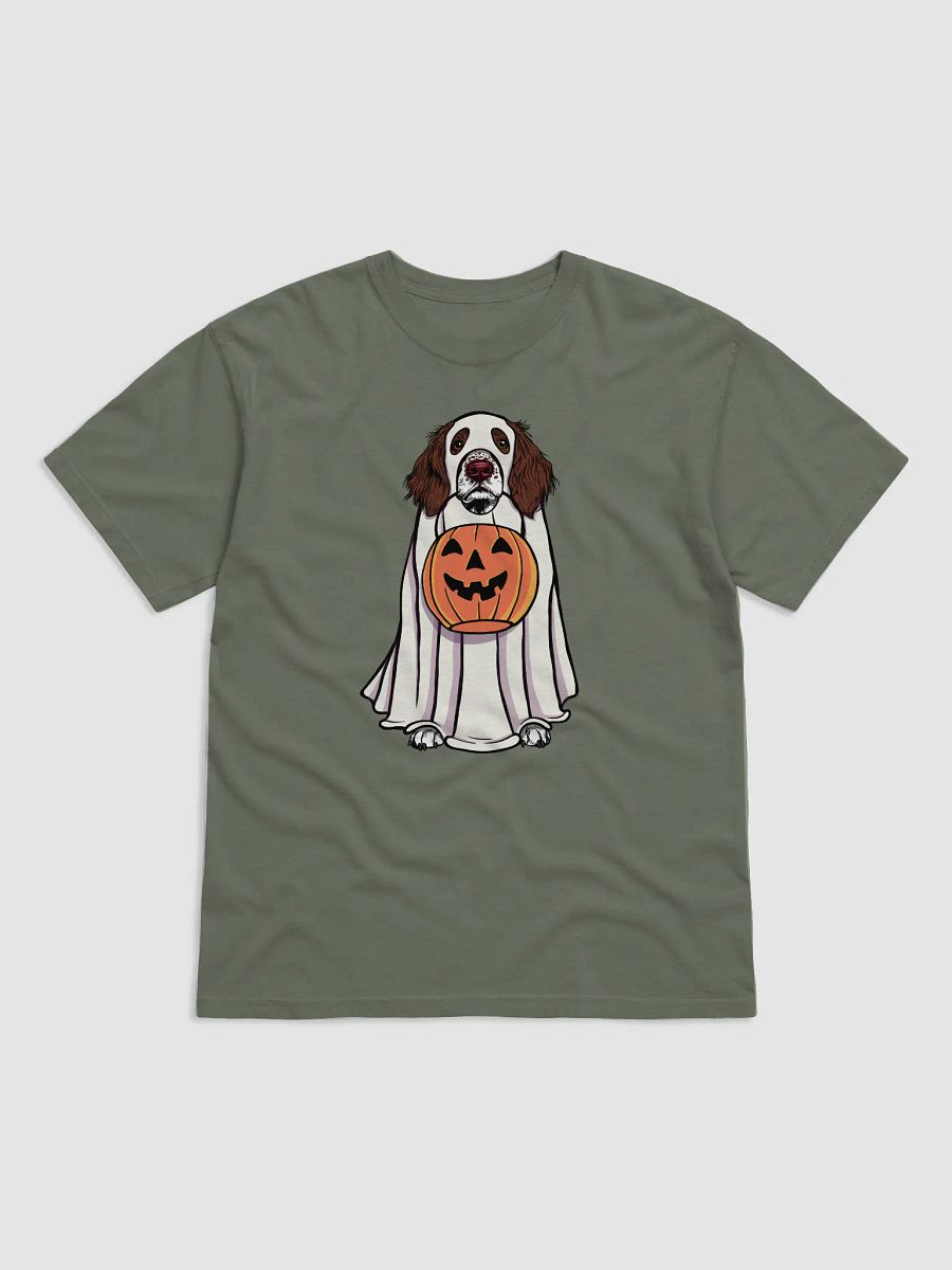 Funny Halloween Springer Spaniel T-Shirt | Funny Springer Spaniel Wearing a Ghost Costume and Holding a Pumpkin Basket product image (12)