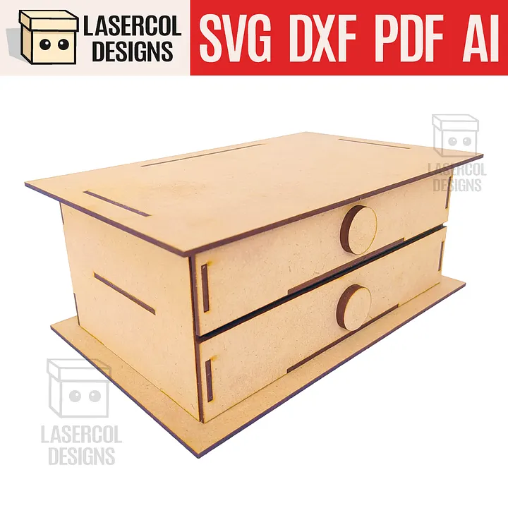 2 Drawers Desk Organizer - Laser Cut Files product image (1)