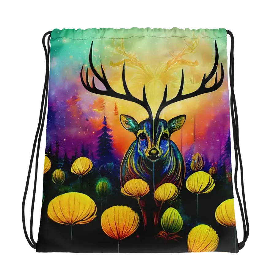 Mystical Deer All-Over Drawstring Bag product image (1)