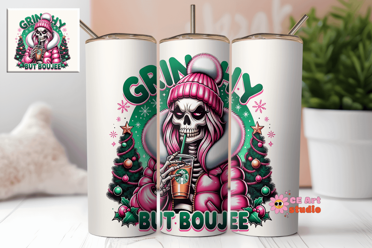Grinchy But Boujee Tumbler Wrap PNG product image (1)
