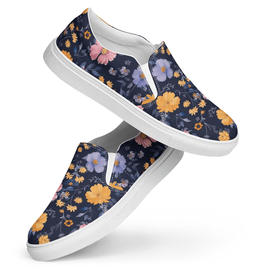 Multicolor Floral Pattern Women's Slip-On Canvas Shoes by Treasure Pie product image (1)