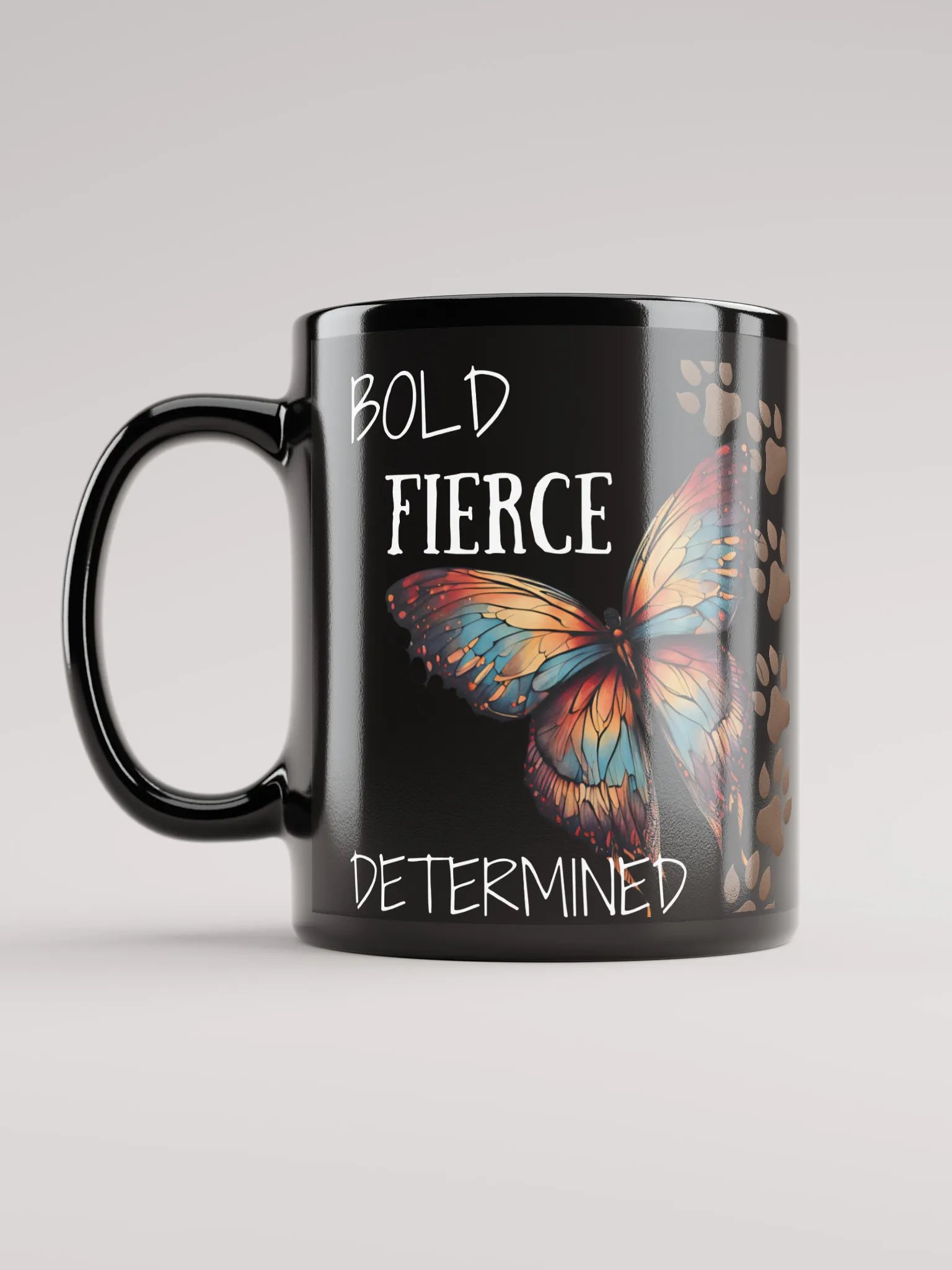 Bold, Fierce, & Determined, motivational, Black Glossy Mug 11oz product image (6)