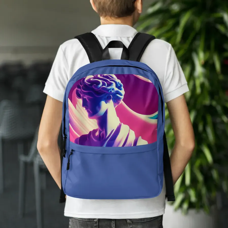 Greek God retrowave City Pop Dark Blue Backpack product image (4)
