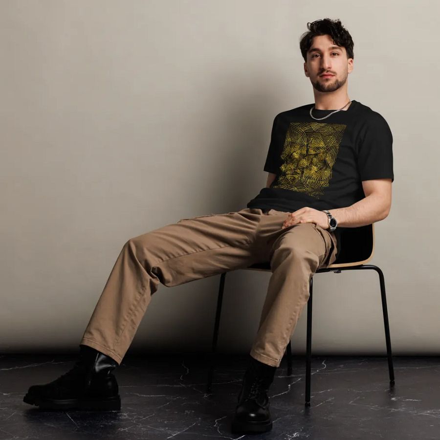 T-Shirt with golden lines and leaf design product image (5)