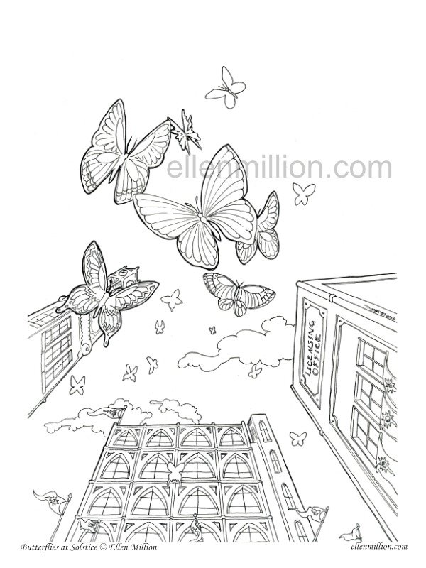 Butterflies at Solstice - Digital Coloring Page product image (1)