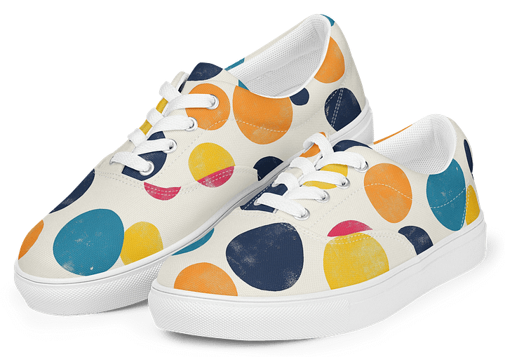 Polka Dot Illusion Vintage Retro Men's Lace-Up Canvas Shoes product image (2)