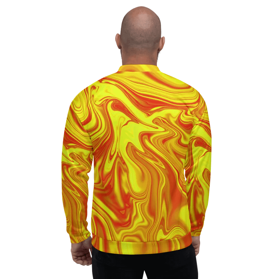 Unisex Bomber Jacket - Yellow and Red Digital Fluid Art product image (3)