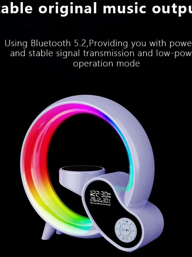 11:11 Upgraded Bluetooth call music playback speaker clock alarm calendar thermometer wireless charging night light product image (2)