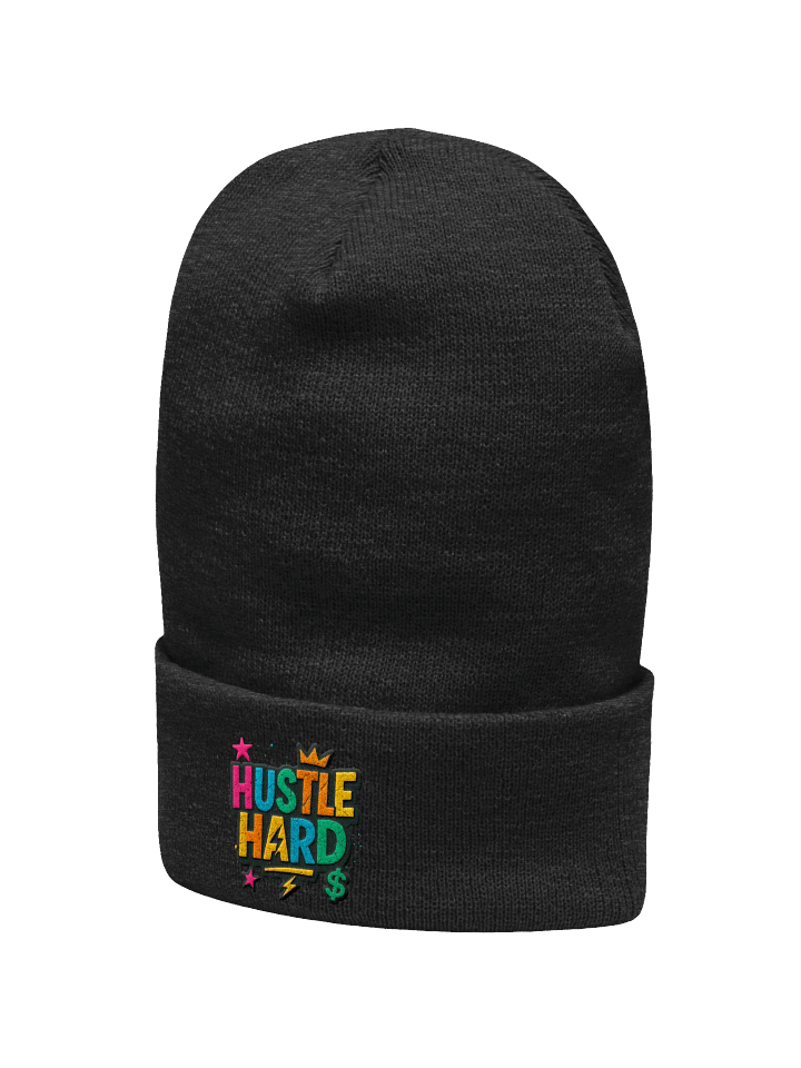 “Hustle Hard” Neon Graffiti Beanie – Street Energy Edition product image (2)