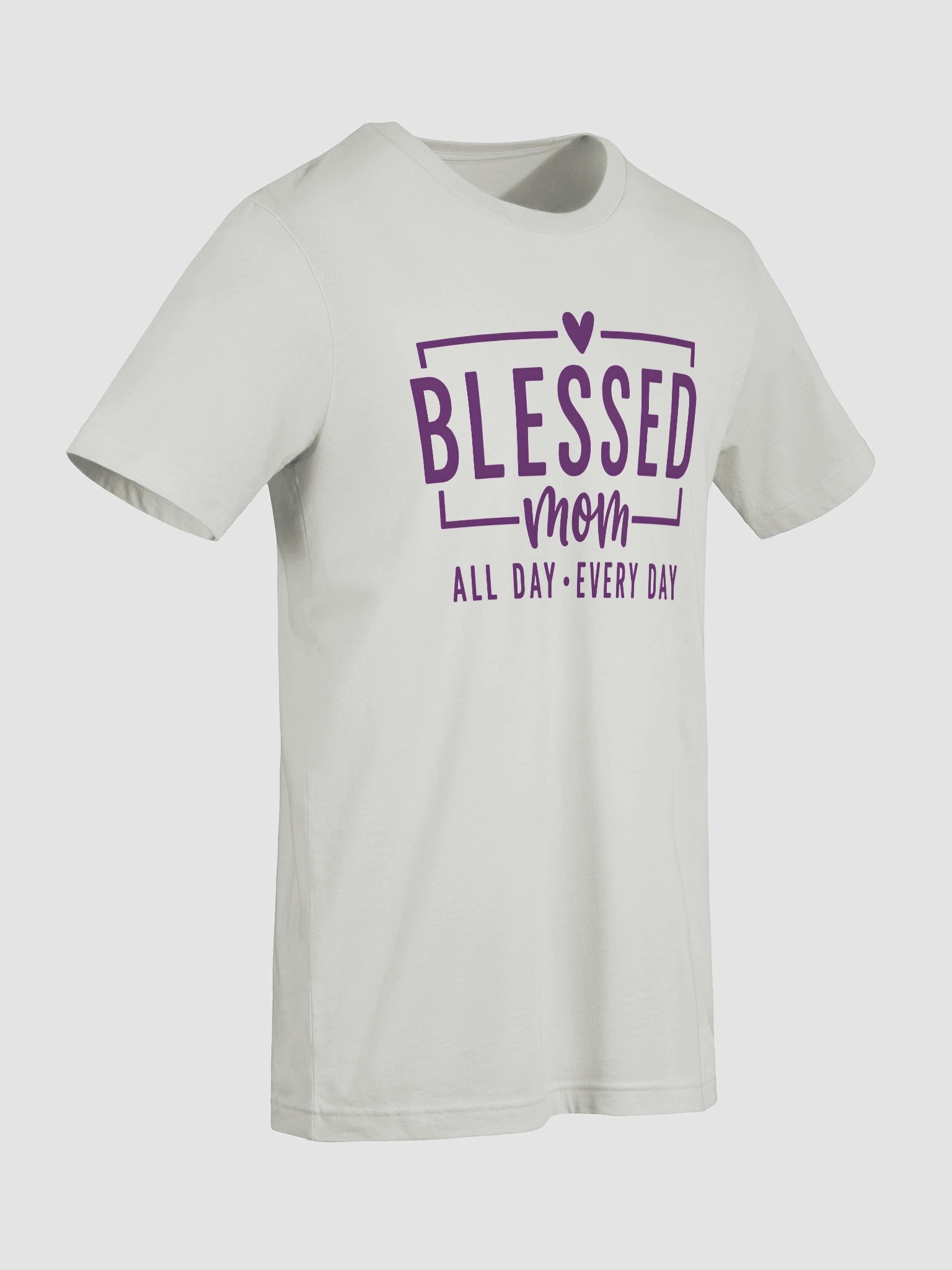 Blessed Mom T-Shirt | Framed Heart Script Design | All Day Every Day Motherhood Tee product image (9)
