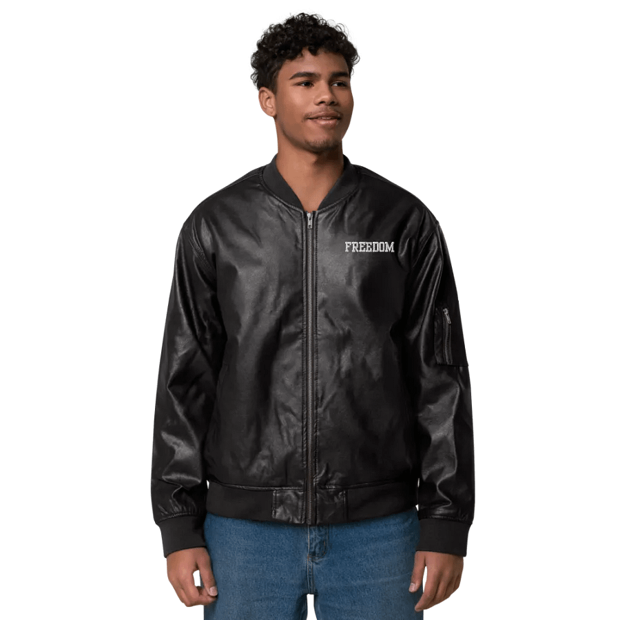 Freedom Faux Leather Bomber Jacket product image (3)