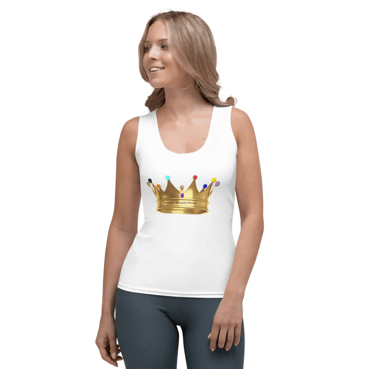 Queendom Beautiful Women -White Tank Top/Multi-Color Crown (TM) product image (2)