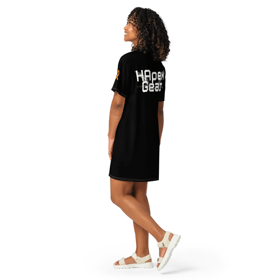 White HApex Gear White Logo Cancer Awareness Orange Ribbon. Black T-Shirt Dress product image (11)