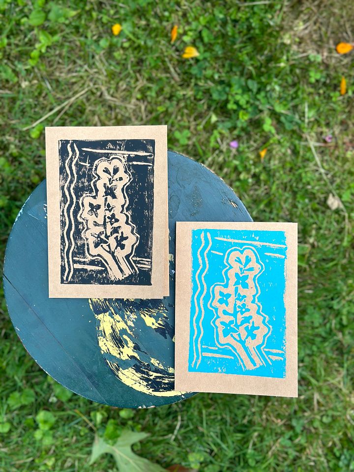 Lilac Block Print Greeting Card (Blank) product image (1)