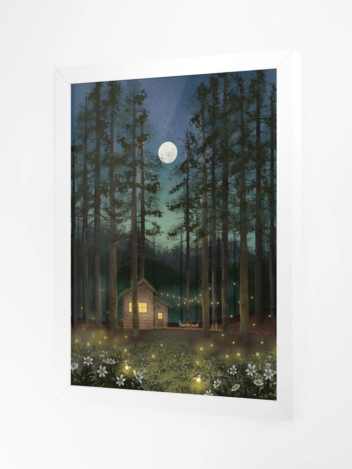 Framed Art Print - Cabin in the Woods Under a Full Moon product image (2)