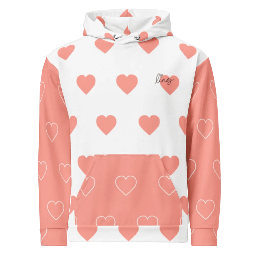 Lingling Kwong Heart Design Unisex Hoodie (White & Pink) product image (6)
