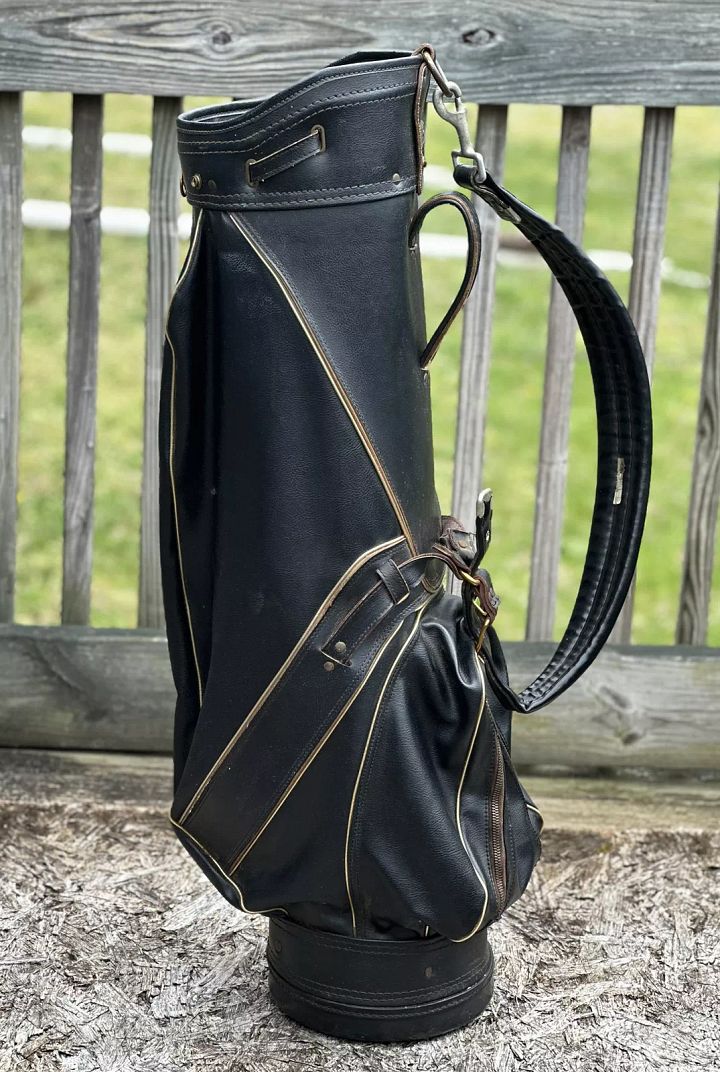 Vintage 1960s GBA GOLF BAG ASSOCIATES Black Leather Trim Walnut Ridge Arkansas product image (1)