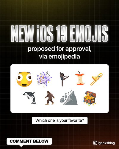 Which one is your favorite? 🤔 Comment Below
.
.
Follow @igeeksblog for more!
.
.
#igeeksblog #emoji #iOS18 #iOS19 #apple #app...
