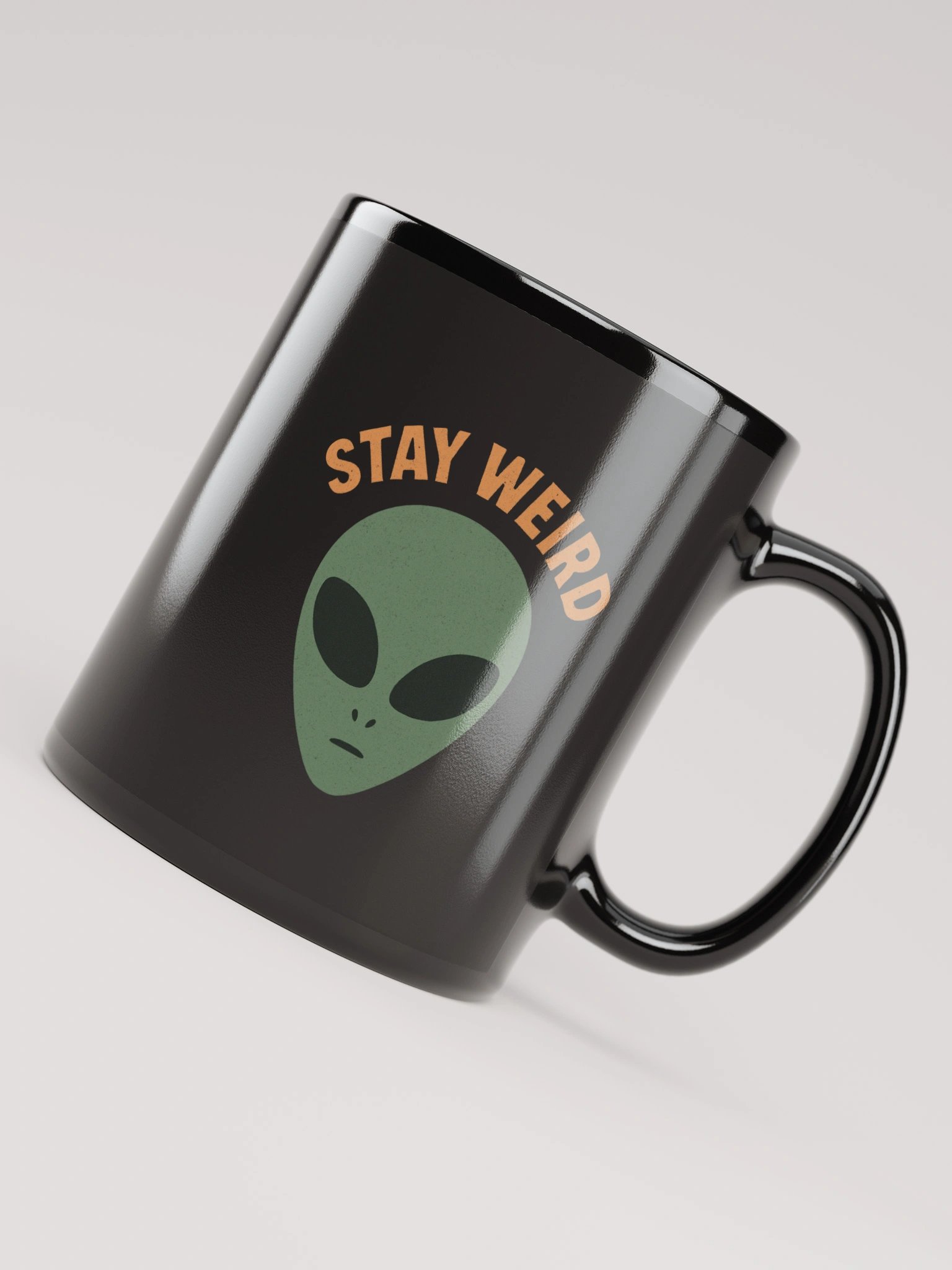 Stay Weird Black Glossy Mug product image (8)