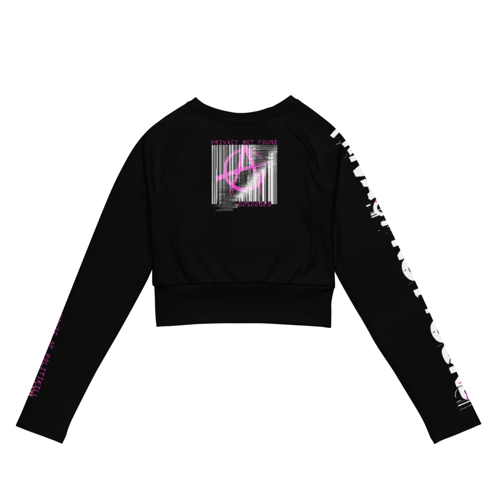 CYBERPUNK GLITCH PUNK LONG SLEEVE CROP TOP - PRIVACY NOT FOUND, ANARCHIST DYSTOPIAN STREETWEAR product image (7)