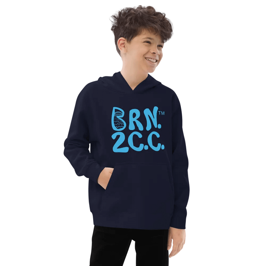Boys' | BOURNE to Cape Cod™ | DTG Vintage Print | Youth Hooded Fleece Pullover | Cozy Coastal Adventure | Blue Logo product image (1)