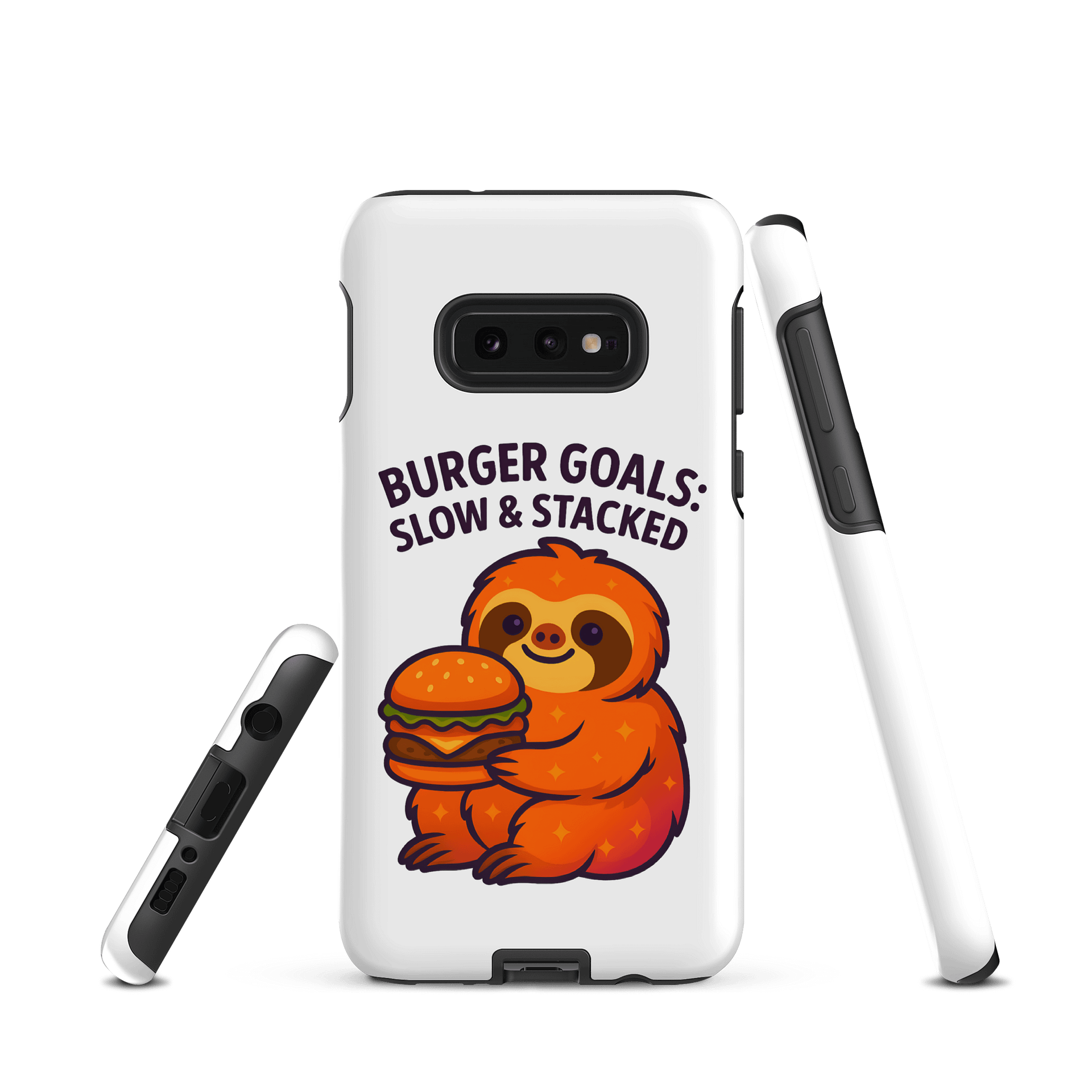 Burger Goals – Funny Sloth Samsung Case | Slow & Stacked Tough Phone Case – Sloths Having Snacks Collection product image (1)