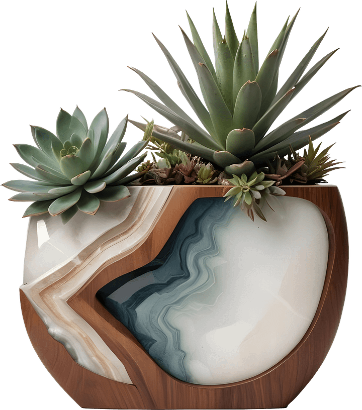 Earthly Symphony – Agate-Inspired Succulent Vase PNG product image (1)
