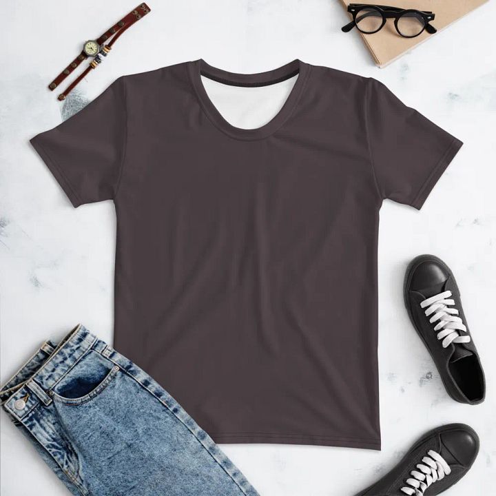 Plain Dark Brown True Summer Women's Crewneck Polyester Heavyweight Premium T-Shirt by Treasure Pie product image (1)