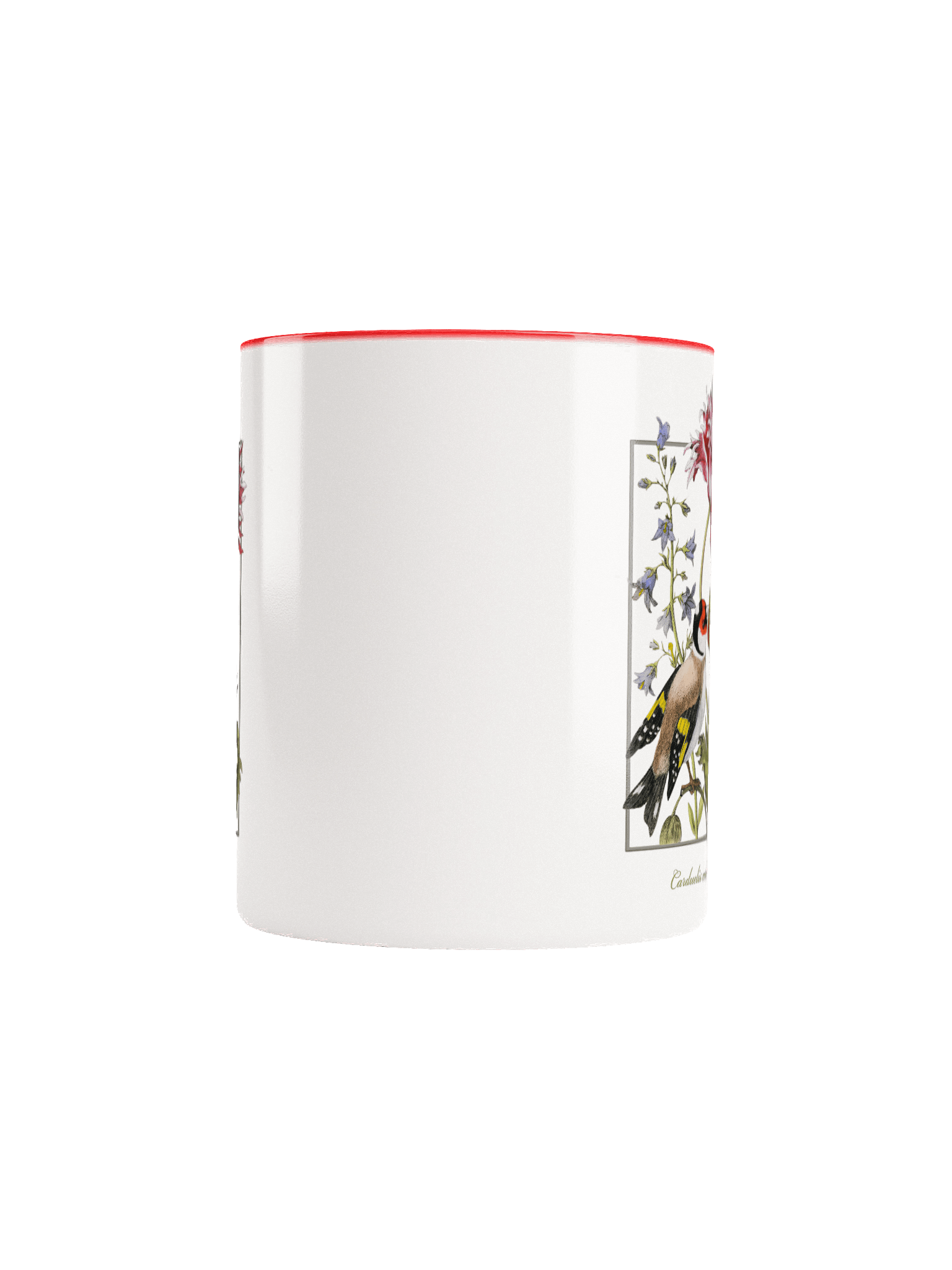 European Goldfinch with a poppy and bellflower - ceramic mug product image (9)