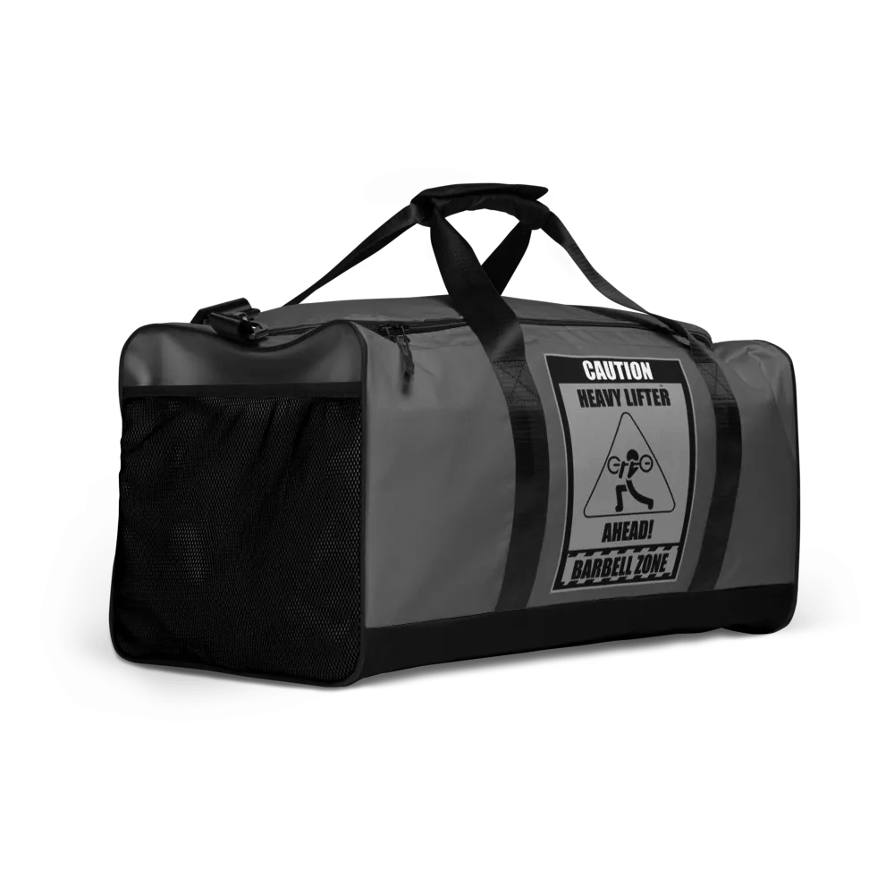 Caution Heavy Lifter Ahead-Barbell Zone Duffle Bag (Gray) product image (2)