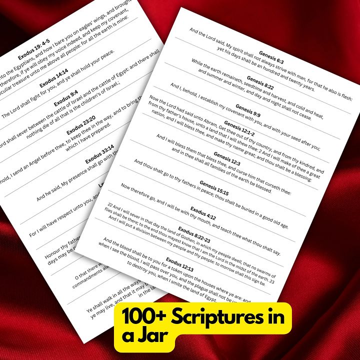 Scriptures in a Jar Printable DIY | Bible verses to make your own scriptures in a jar. 100+ scriptures ready to print and cut product image (2)
