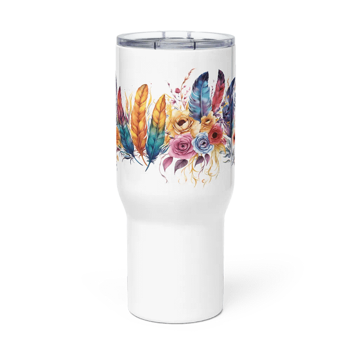 Vibrant Feathers and Roses Stainless Steel Travel Mug product image (2)