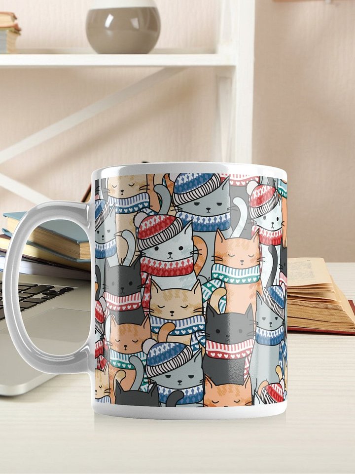 Cats in Winter Hats & Scarves Coffee Mug product image (1)